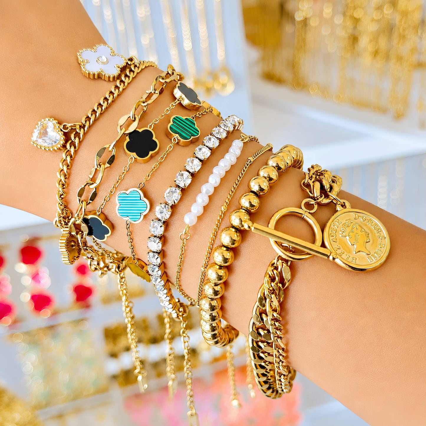 Black Blumen Armband